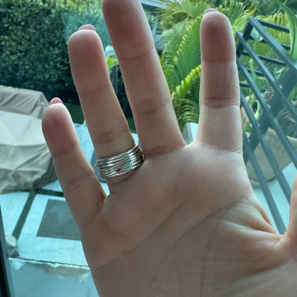 David Yurman Silver Stacked Rings - Picture 4 of 6